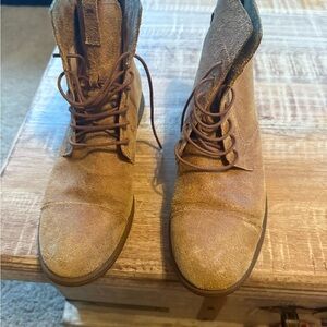 Tan Suede Lace-Up Boots